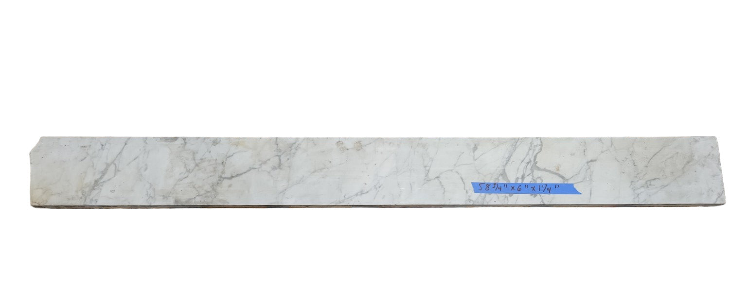 Carrara Bianco Marble Slab – 58 ¾" x 6" x 1 ¼"