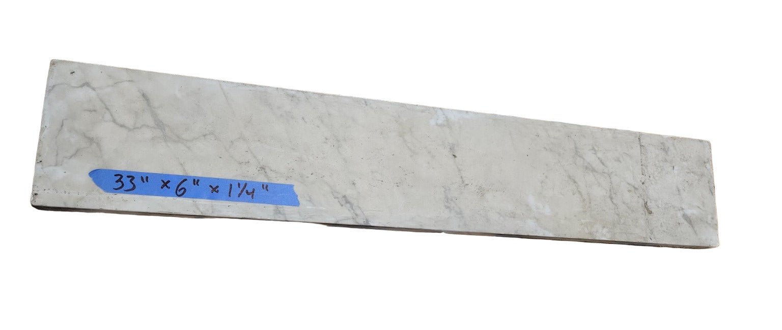 Carrara Bianco Marble Shelf Slab – 33" x 6" x 1 ¼"