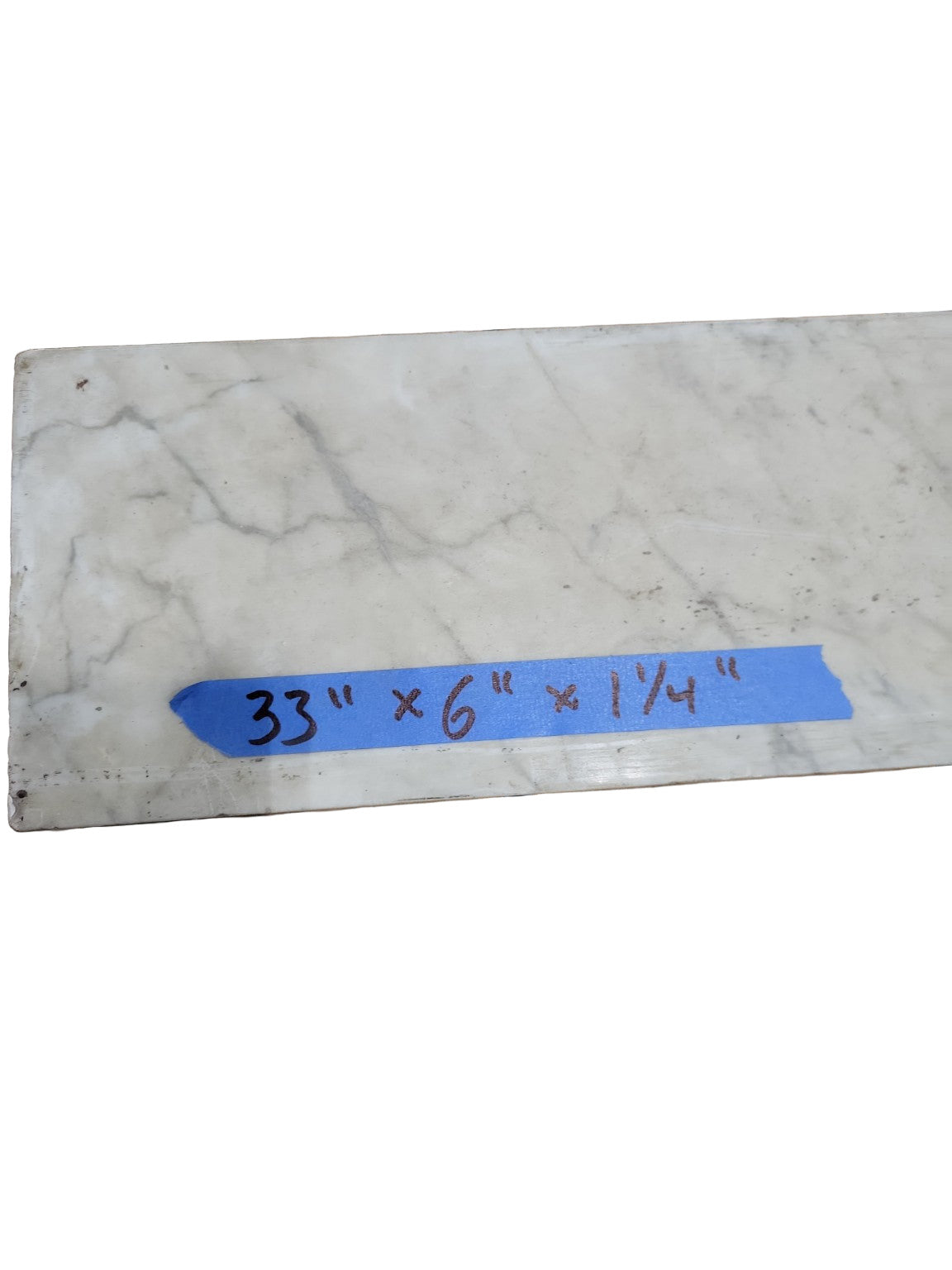 Carrara Bianco Marble Shelf Slab – 33" x 6" x 1 ¼"