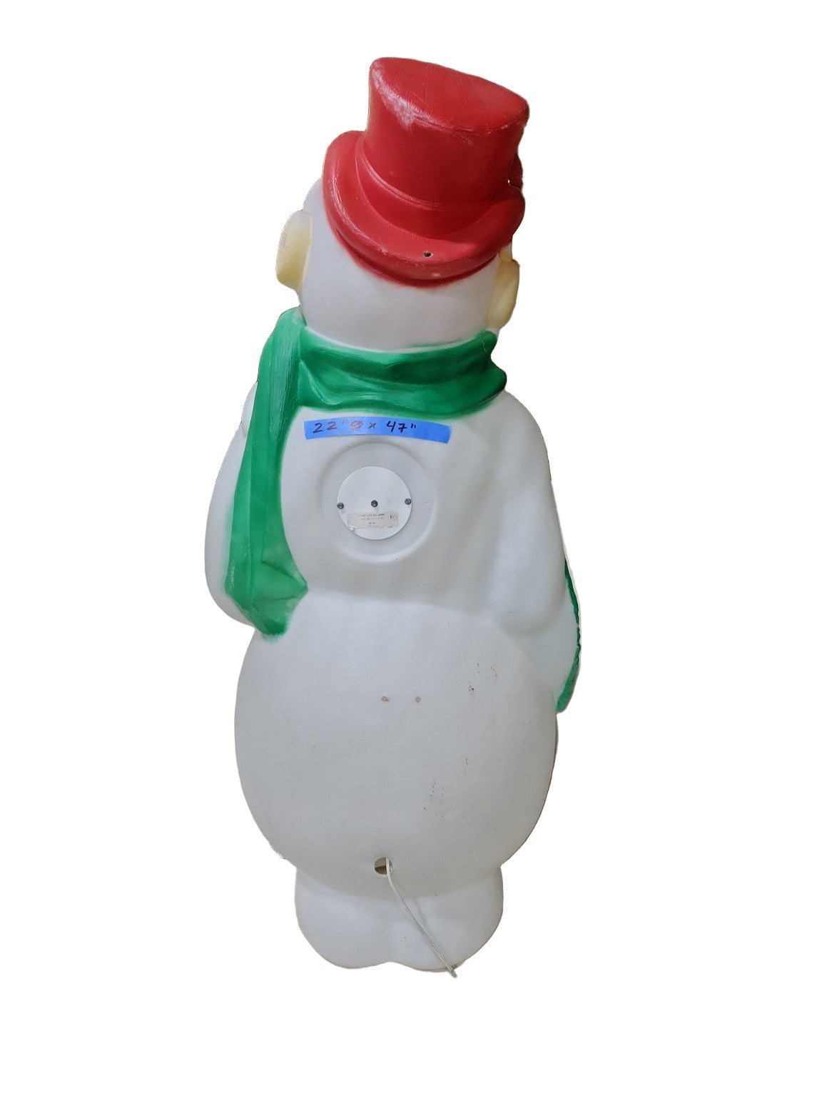 1968 Empire 46” Lighted Snowman Blow Mold with Wreath and Candy Cane