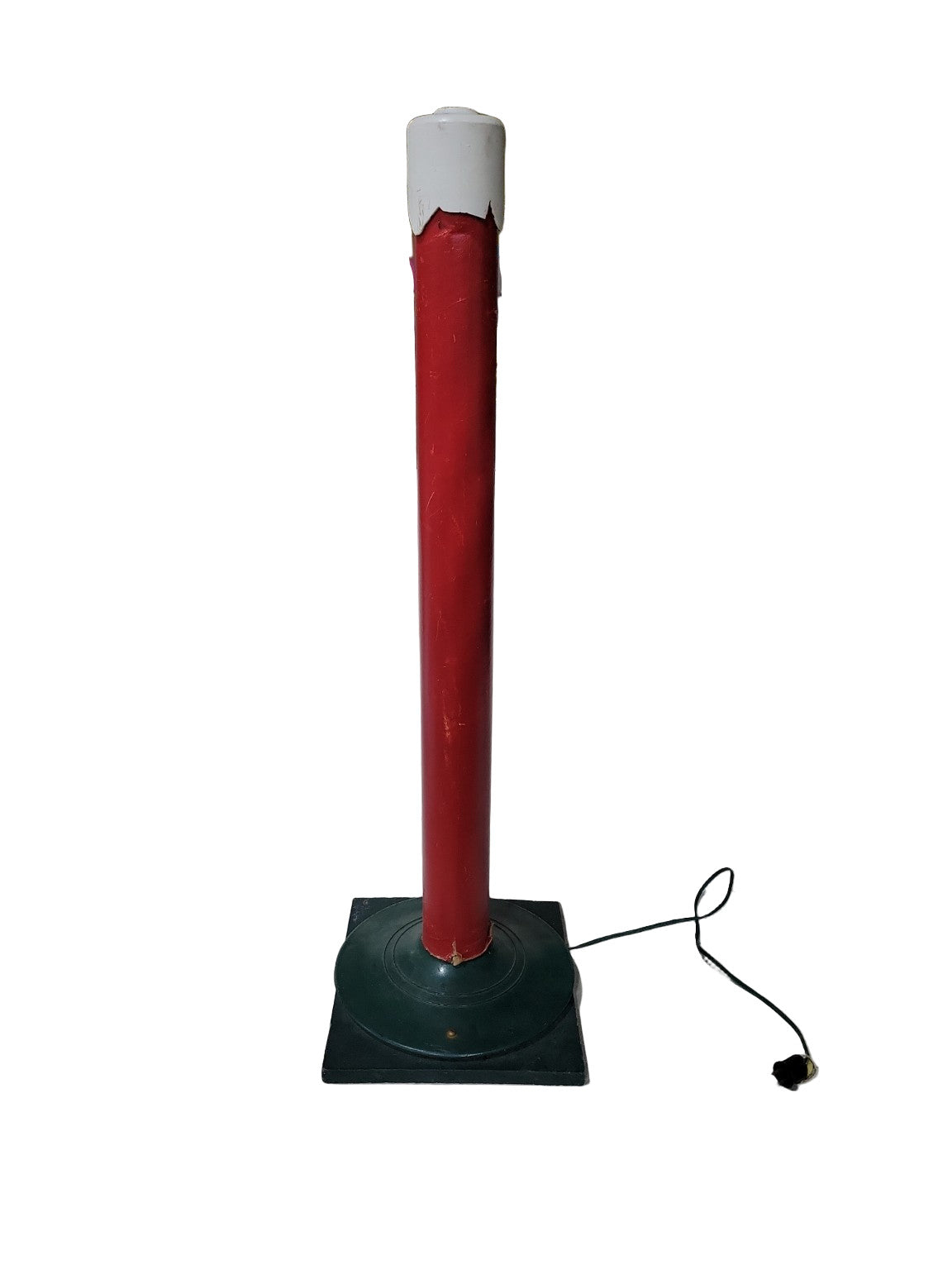 Vintage Holiday Lamp Post Base – Red & Green with Electrical Wiring