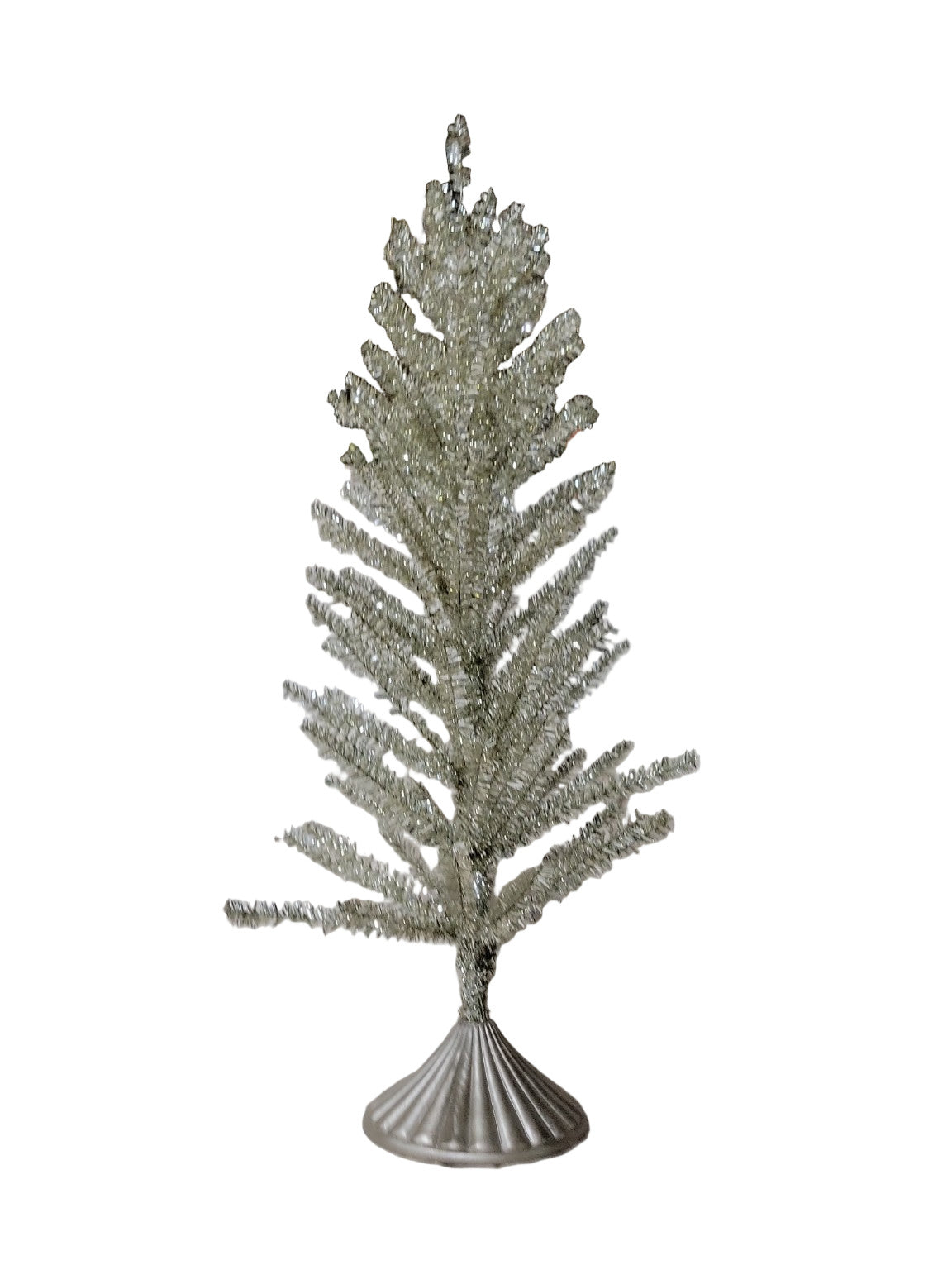 Vintage-Style Silver Tinsel Christmas Tree – 36" Tabletop Reproduction