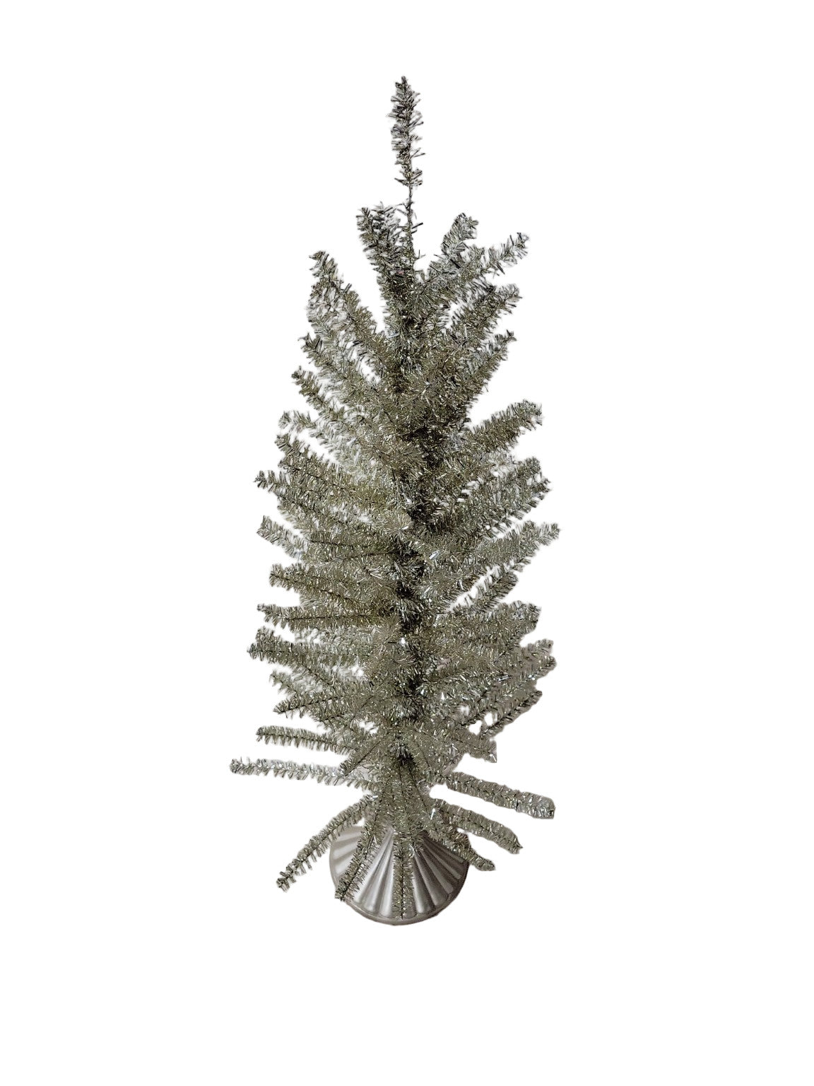 Vintage-Style Silver Tinsel Christmas Tree – 36" Tabletop Reproduction