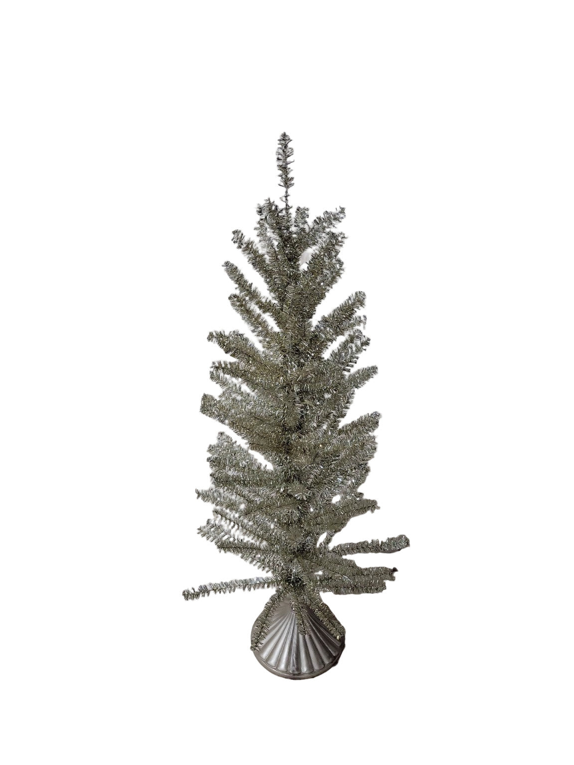 Vintage-Style Silver Tinsel Christmas Tree – 36" Tabletop Reproduction