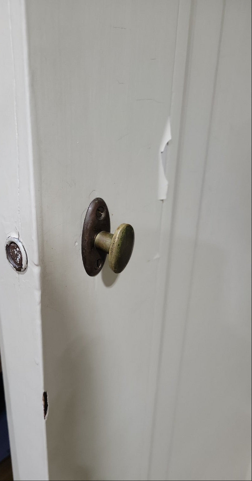 Antique Solid Wood Door with Glass Knob and Backplate – 30" x 80"