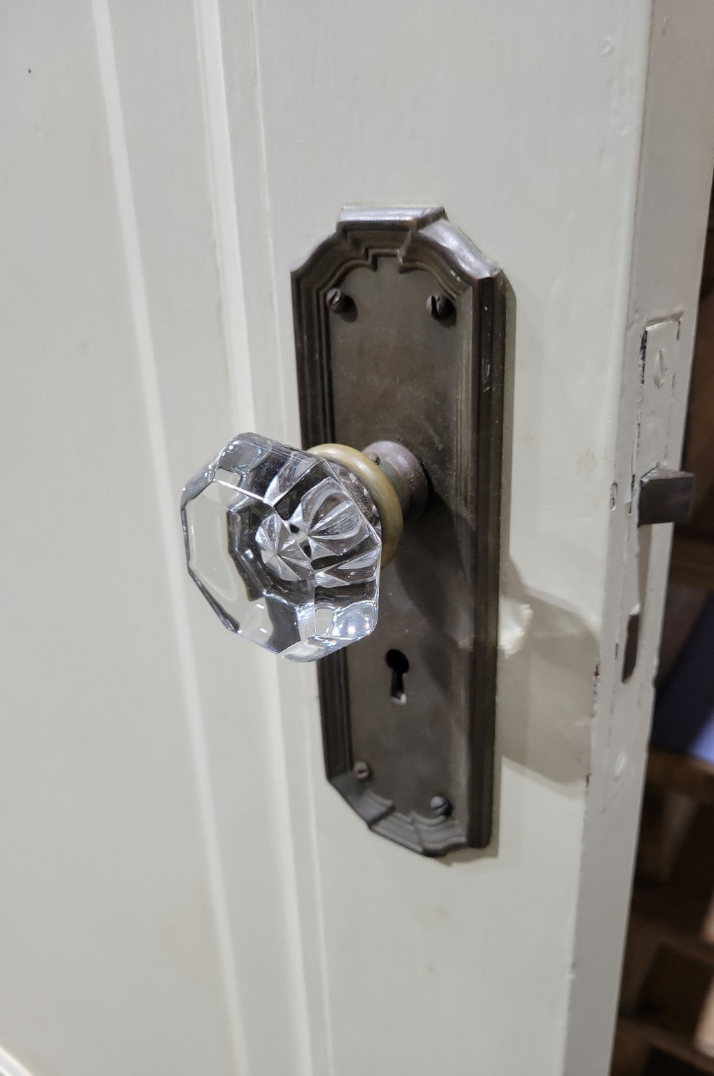 Antique Solid Wood Door with Glass Knob and Backplate – 30" x 80"