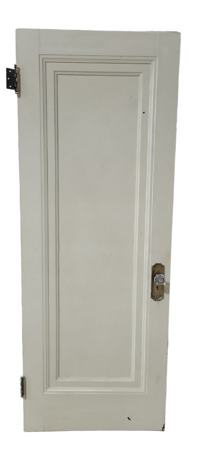Antique Painted Wood Door with Brass Backplate and Glass Knob – 30" x 79"