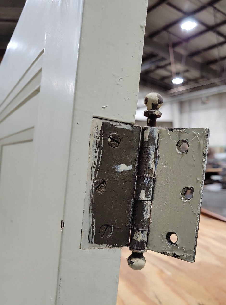 Antique Painted Wood Door with Brass Backplate and Glass Knob – 30" x 79"