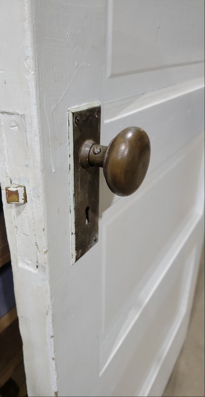 Antique 3-Panel Wood Door with Divided Lite Glass – 32" x 77 ½"