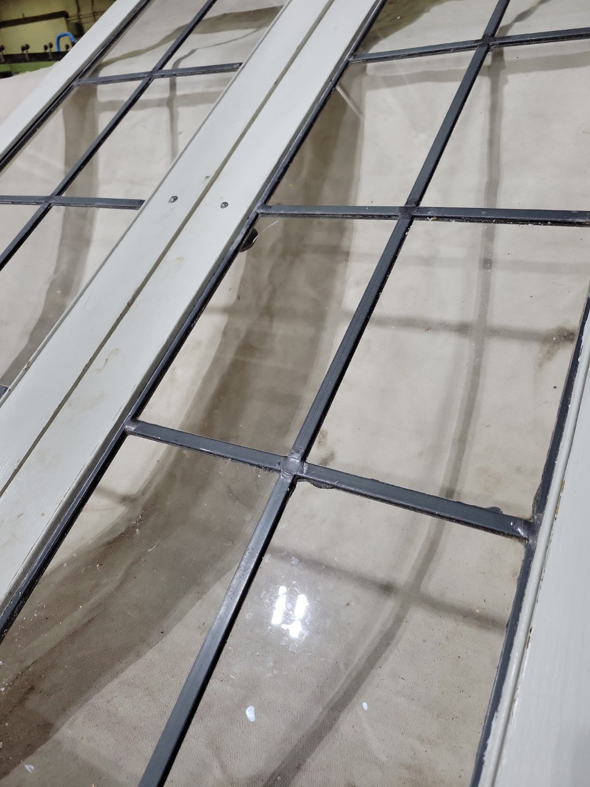 Pair of Vintage Divided Lite Glass Cabinet Doors – 16" x 42" Each