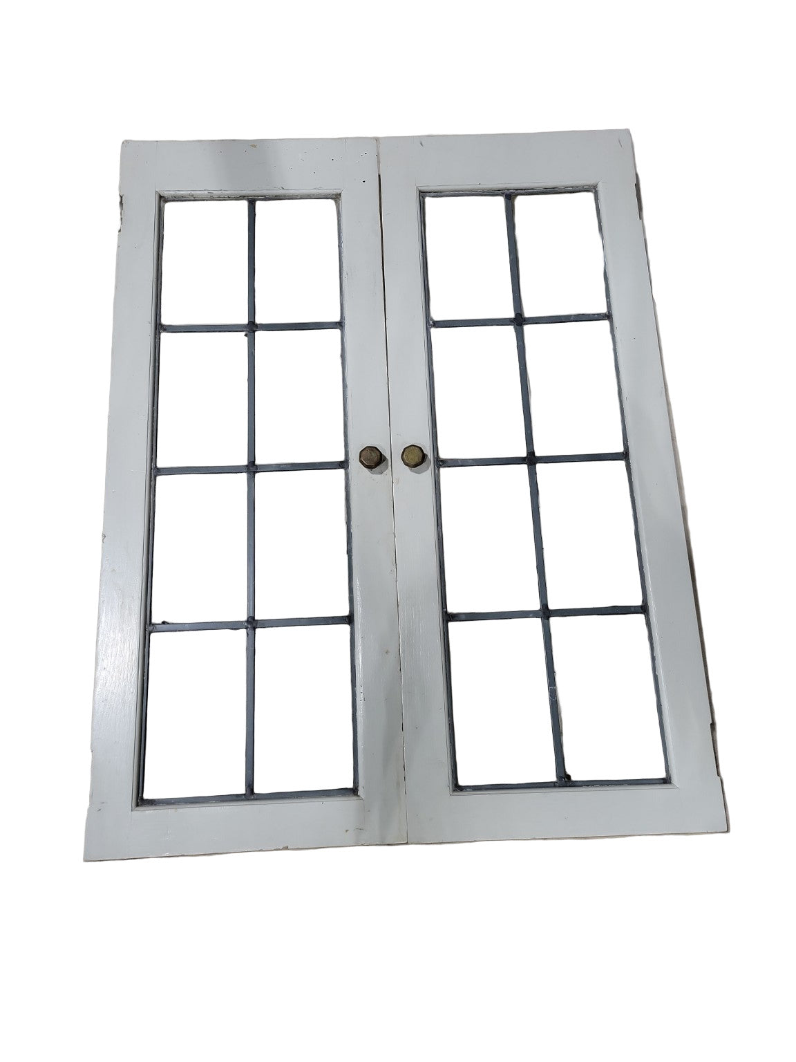 Pair of Vintage Divided Lite Glass Cabinet Doors – 16" x 42" Each