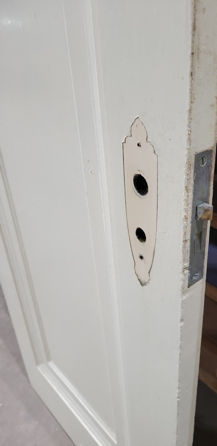 Vintage Painted Wood Door with Ornate Backplate – 23 ⅝" x 77 ⅝"