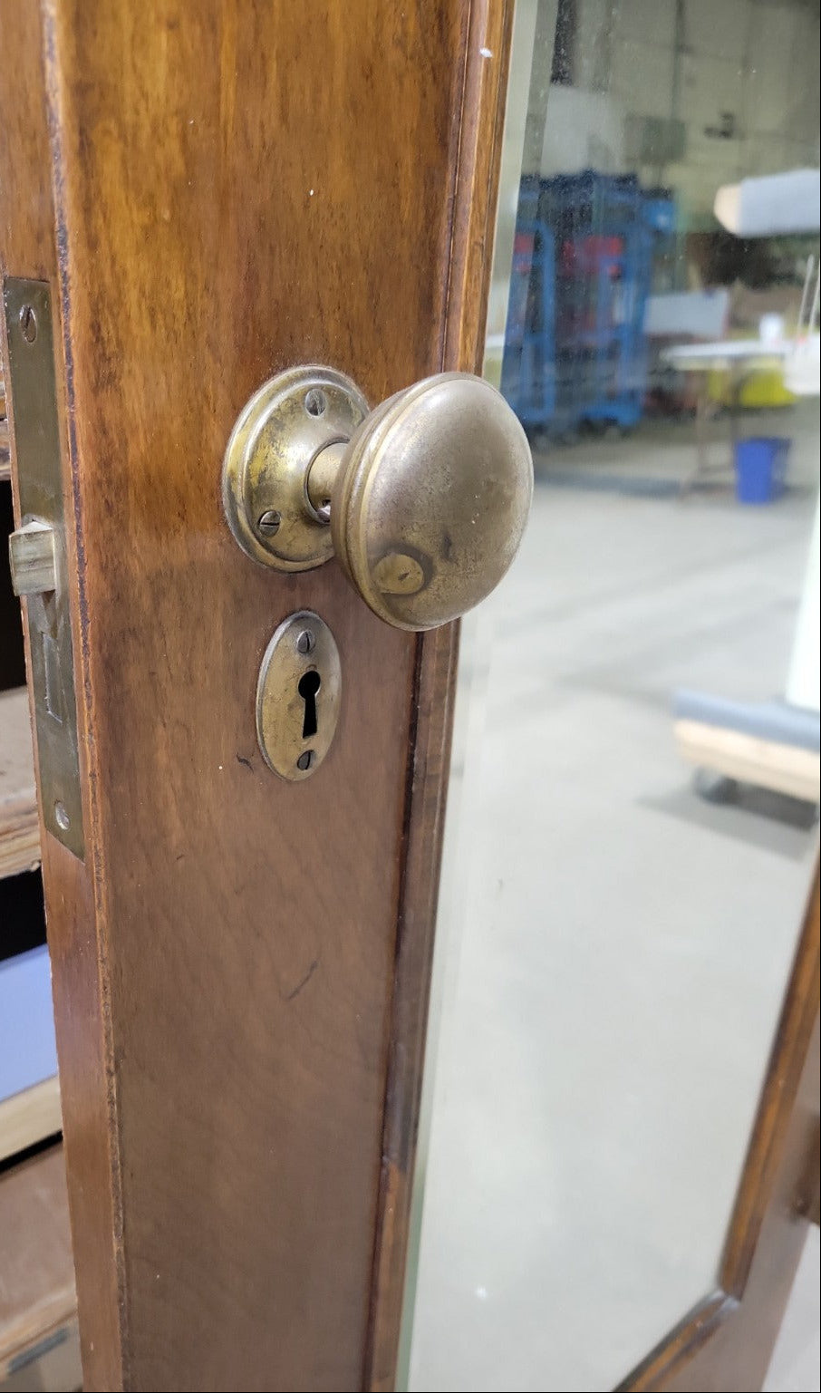 Antique Full-Length Mirror Door with Brass Hardware – 24 ⅛" x 80"