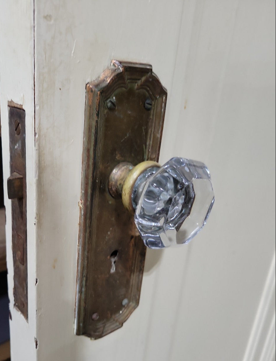 Painted Solid Wood Door with Glass Knob and Brass Backplate – 24 ½" x 80"