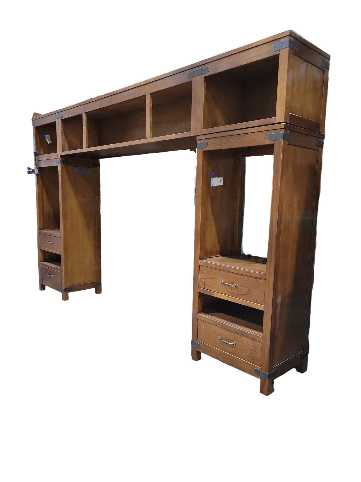 Arhaus Modular Wall Unit with Overhead Storage – Solid Wood