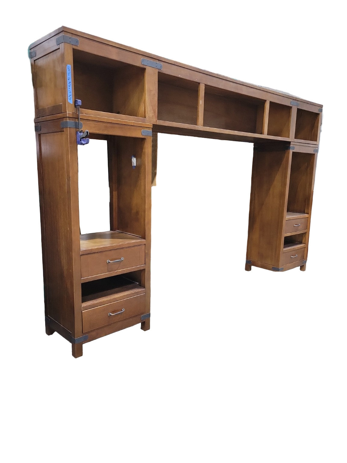 Arhaus Modular Wall Unit with Overhead Storage – Solid Wood