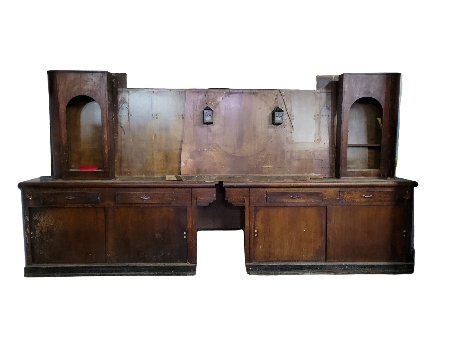 Antique Oak Back Bar from The Ugly Broad Tavern – 7-Piece Modular Pub Fixture