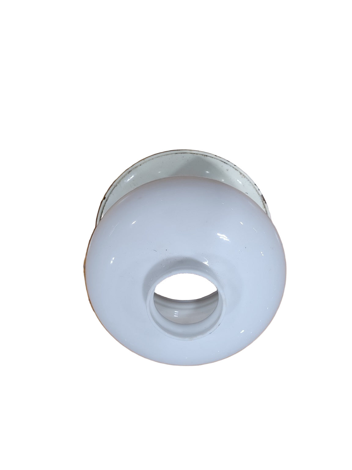 Vintage Industrial Ceiling Light with Opal Glass Globe and Enamel Base