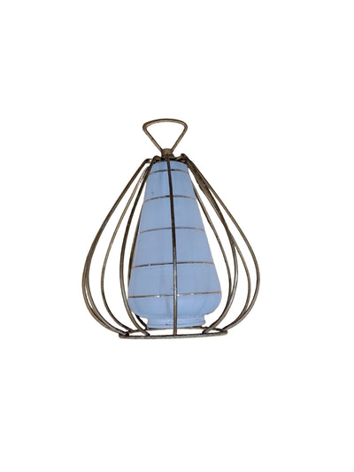 Industrial Glass Shade with Brass Wire Cage – Vintage 9 ½" x 12 ½"