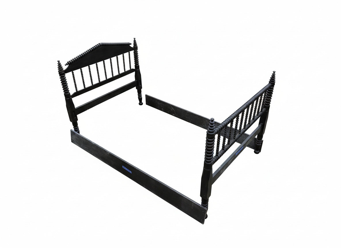 Antique Jenny Lind Spool Bed Frame – Full Size, Painted Black