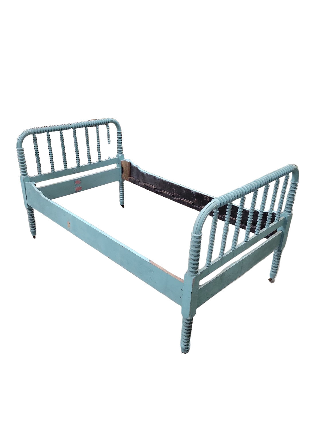 Vintage Jenny Lind Style Spool Bed – Twin Size, Robin’s Egg Blue