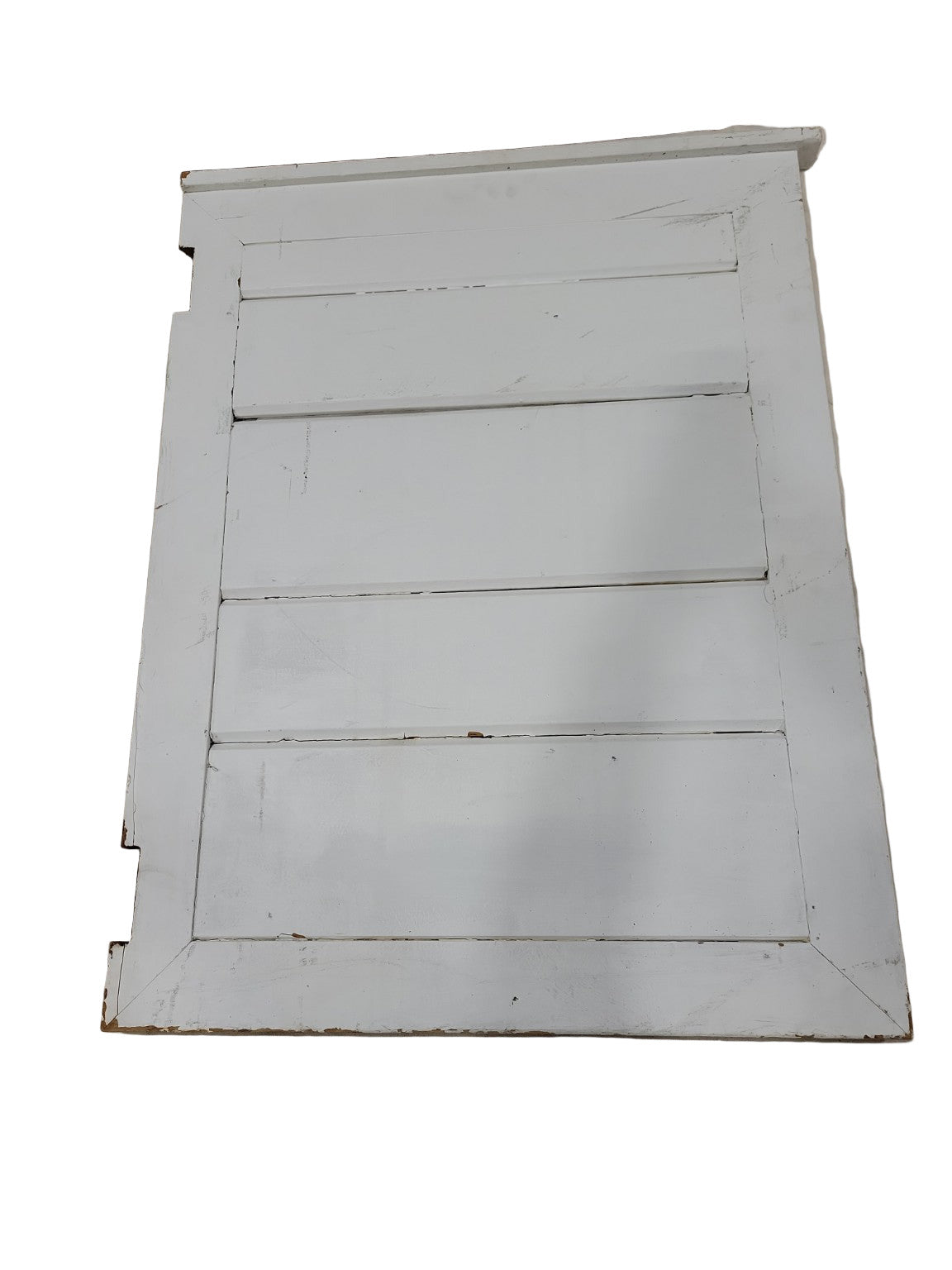 Vintage Painted Wood Panel Cabinet Door – White Beadboard Style