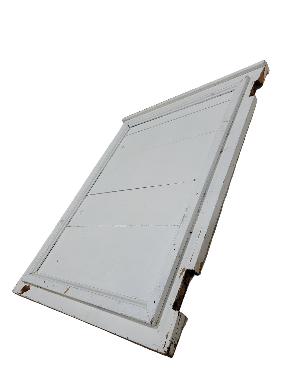 Vintage Painted Wood Panel Cabinet Door – White Beadboard Style