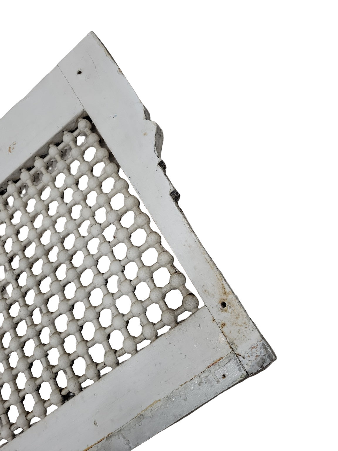 Vintage Metal Mesh Radiator Cover Panel – White Painted Frame
