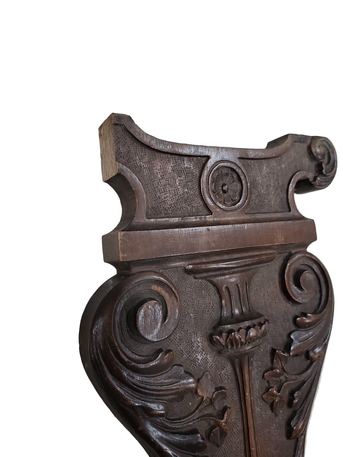 Pair of Antique Carved Wood Table Legs – Ornate Acanthus & Floral Motif