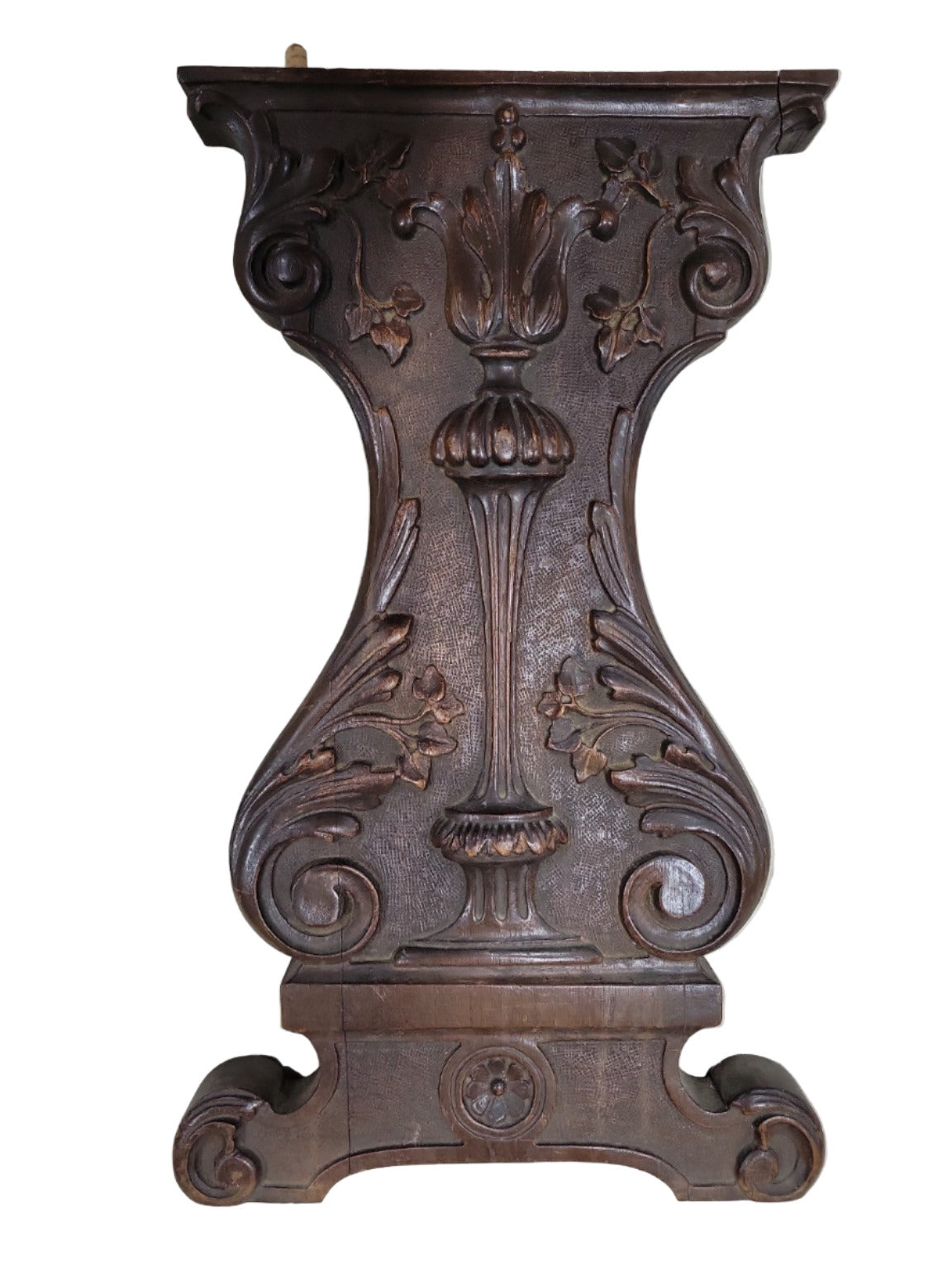 Pair of Antique Carved Wood Table Legs – Ornate Acanthus & Floral Motif