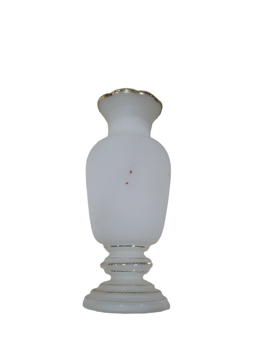 Vintage White Milk Glass Vase with Hand-Painted Floral Design