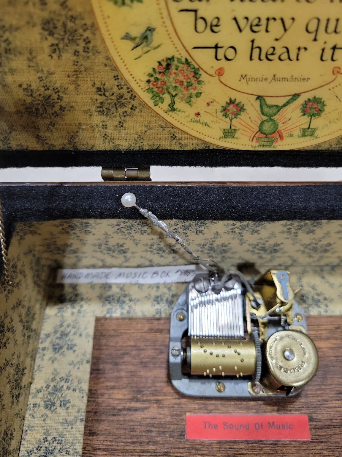 Handmade Reuge Swiss Music Box – The Sound of Music with Scenic Lid and Floral Trim