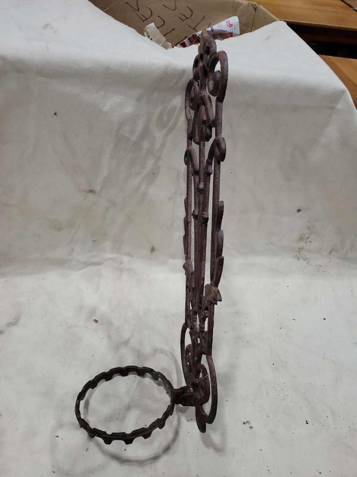 Antique Cast Iron Wall-Mount Planter Holder – Victorian Scroll Design