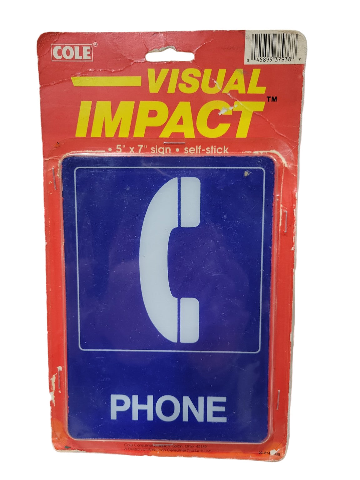 Vintage NOS “PHONE” Sign – COLE Visual Impact Series (5" W x 7" H)