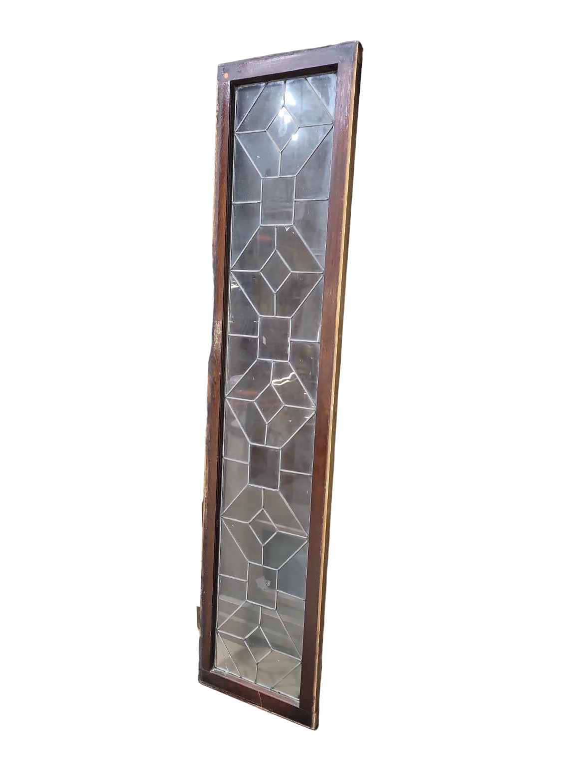 Tall Leaded Glass Transom Window – Geometric Diamond Design
