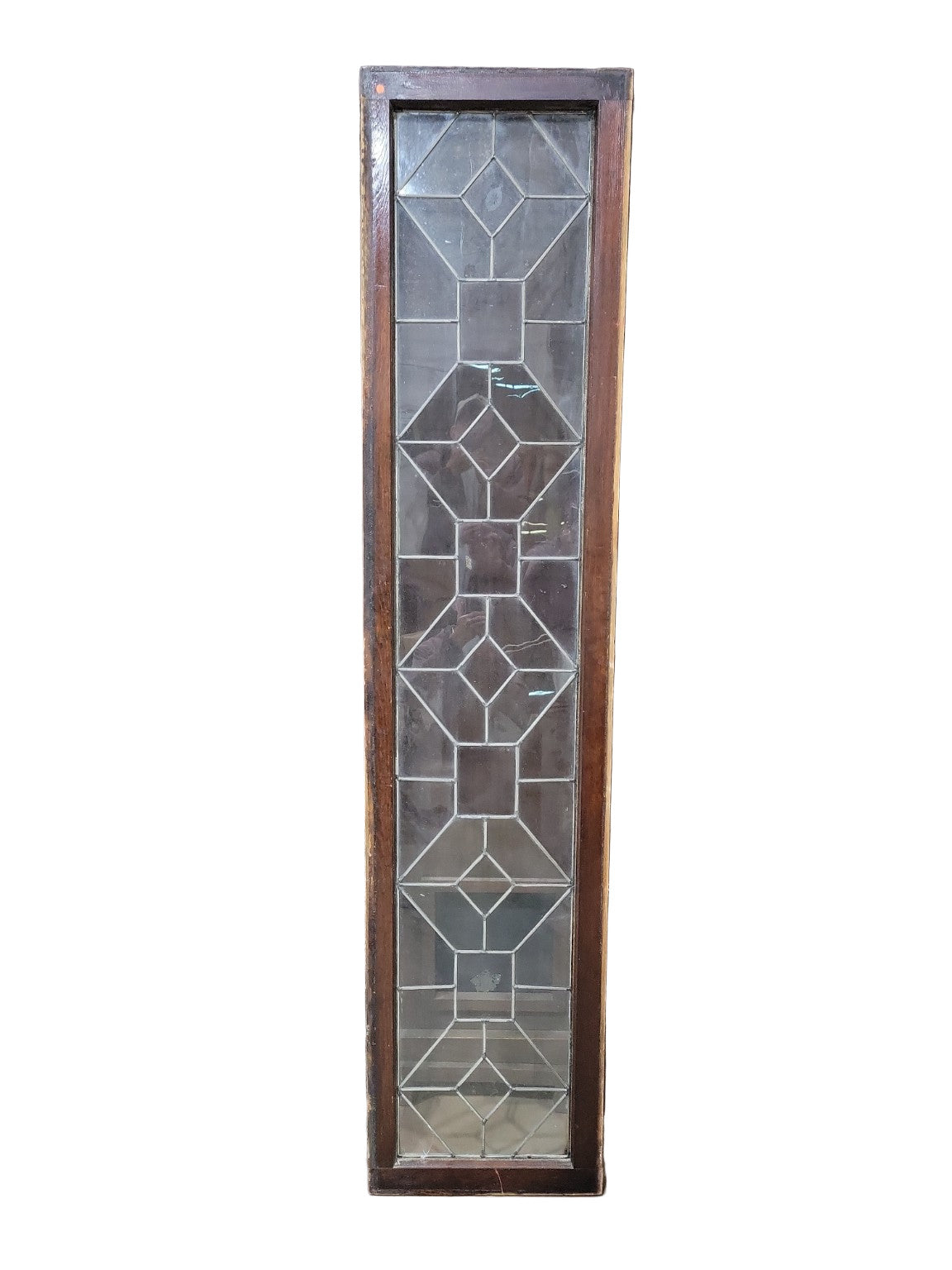 Tall Leaded Glass Transom Window – Geometric Diamond Design