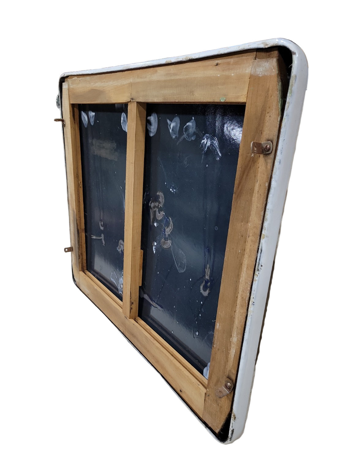 Vintage Porcelain Enamel Sign Blank – White with Rounded Edge