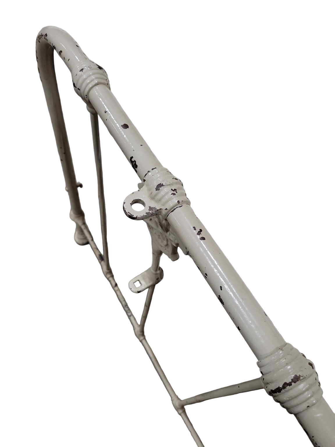 Antique U.S. Army Officer’s Iron Bed – Headboard & Footboard with Mosquito Net Mounts