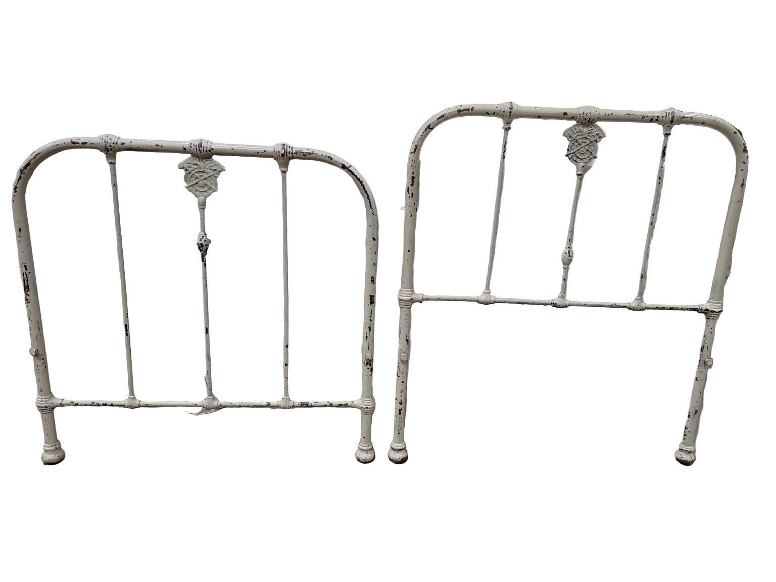 Antique U.S. Army Officer’s Iron Bed – Headboard & Footboard with Mosquito Net Mounts