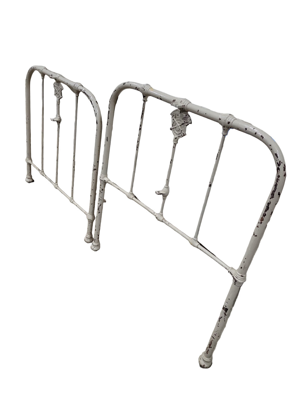 Antique U.S. Army Officer’s Iron Bed – Headboard & Footboard with Mosquito Net Mounts