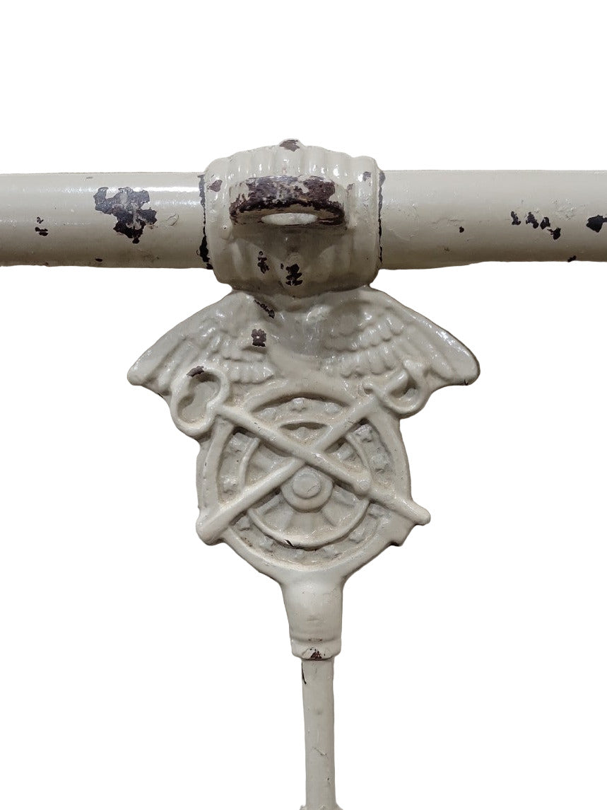 Antique U.S. Army Officer’s Iron Bed – Headboard & Footboard with Mosquito Net Mounts