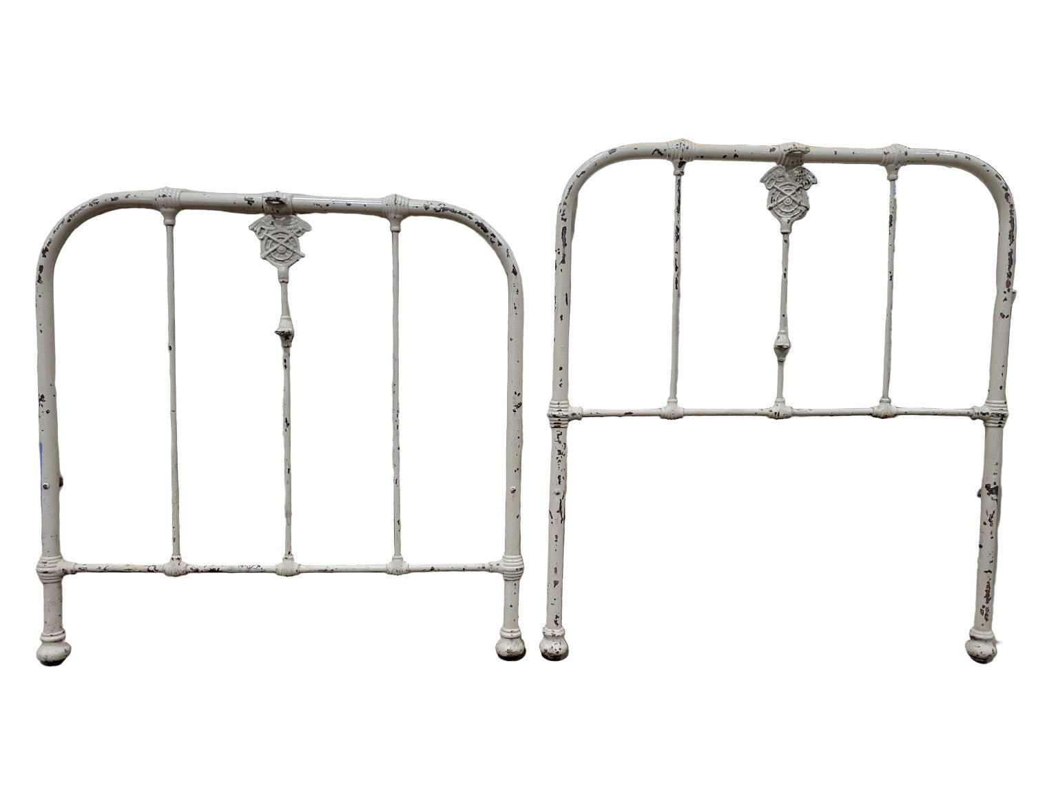 Antique U.S. Army Officer’s Iron Bed – Headboard & Footboard with Mosquito Net Mounts