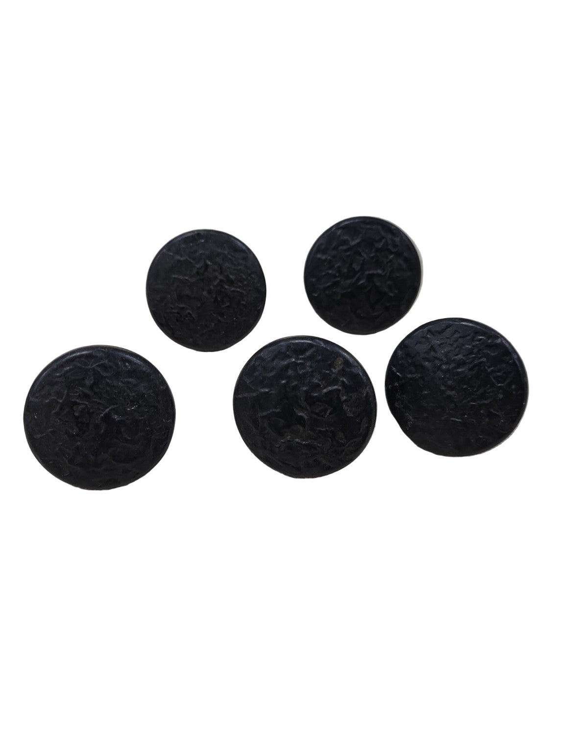Set of Five Vintage Hammered Black Iron Cabinet Knobs – 1 1/4" Ø x 7/8"