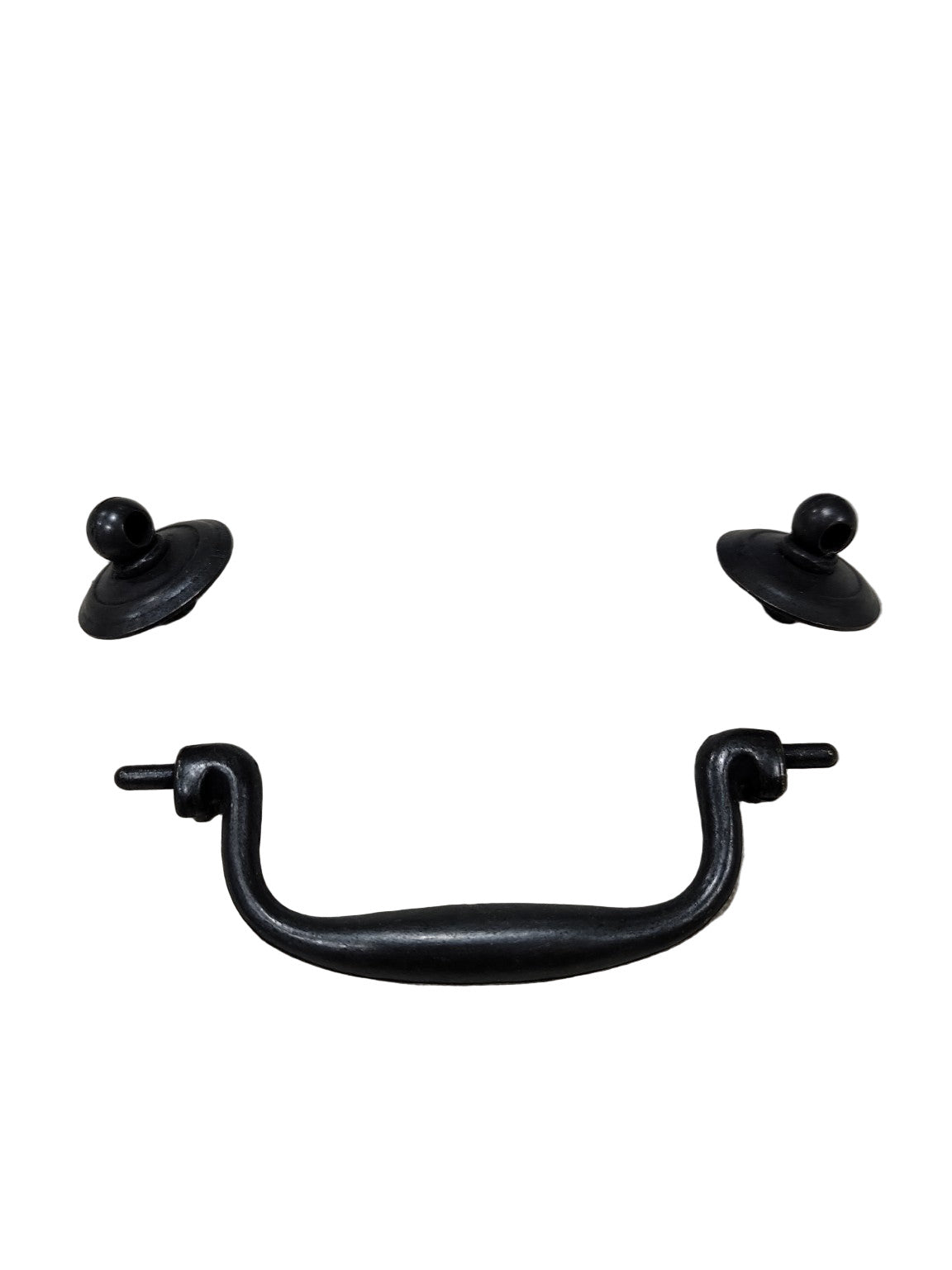 Set of Six Vintage Black Drawer Pulls (4 Complete, 2 Incomplete) – 4 1/2" x 2" x 3/4"