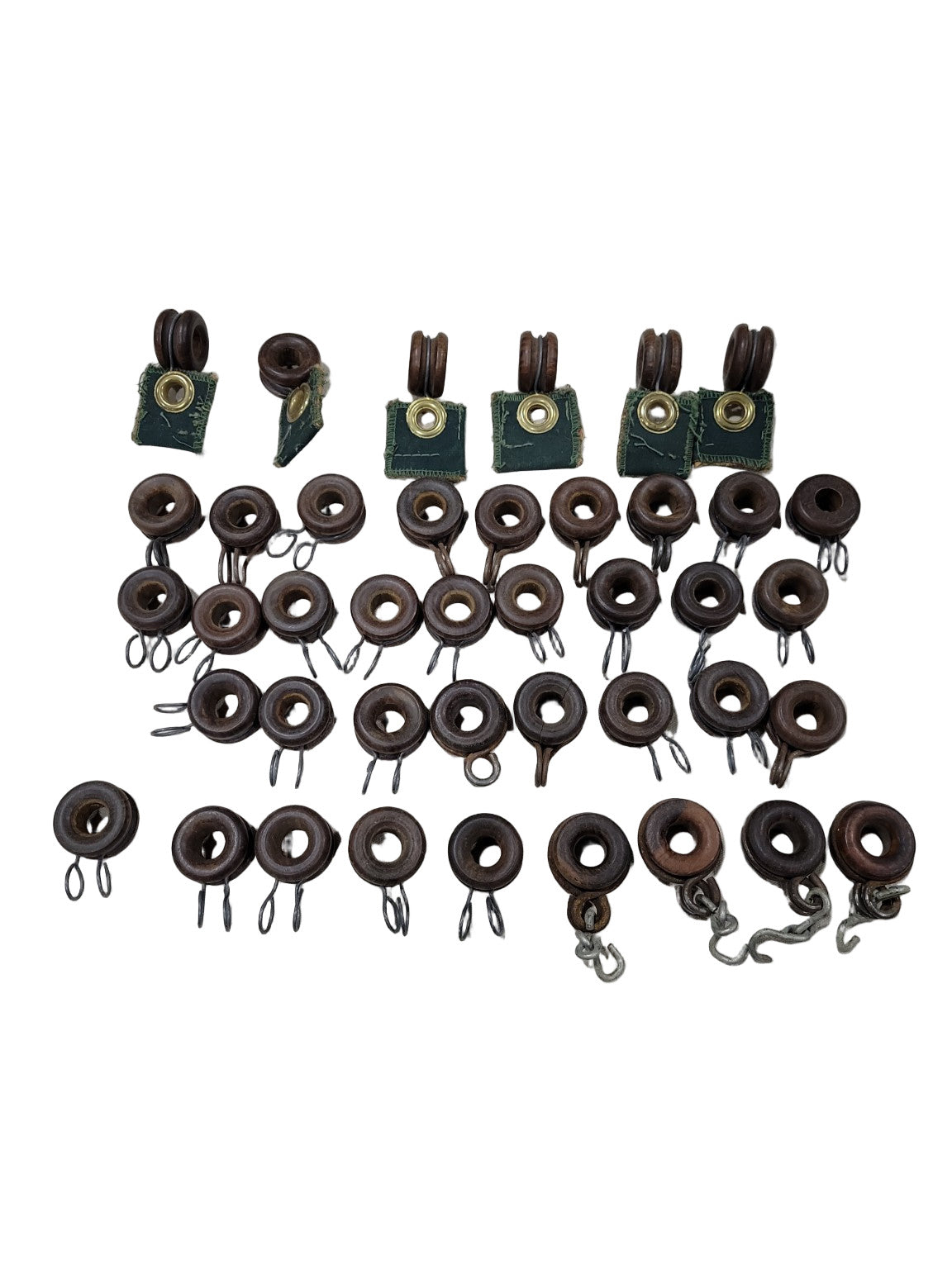 Lot of 41 Vintage Wooden Curtain Pulleys – 1 1/2" x 2 1/4" x 1"