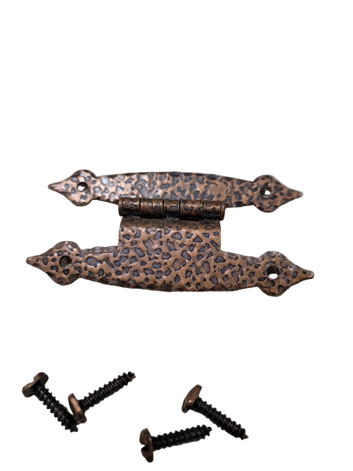 Set of Six Vintage Hammered Copper-Finish Cabinet Hinges – 2 1/2" x 1 3/4" x 1/2"