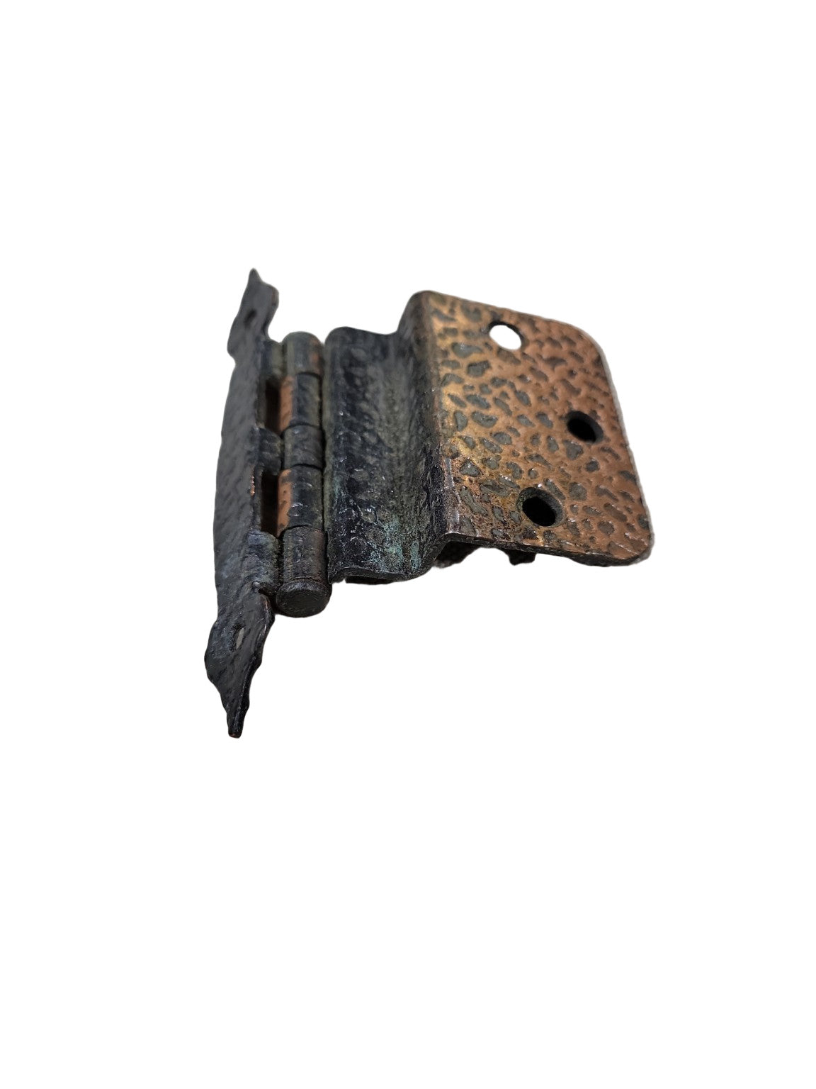 Vintage Hammered Copper Finish Offset Cabinet Hinge – 2" H x ½" D
