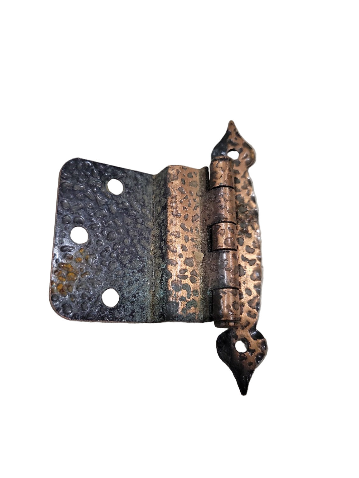 Vintage Hammered Copper Finish Offset Cabinet Hinge – 2" H x ½" D