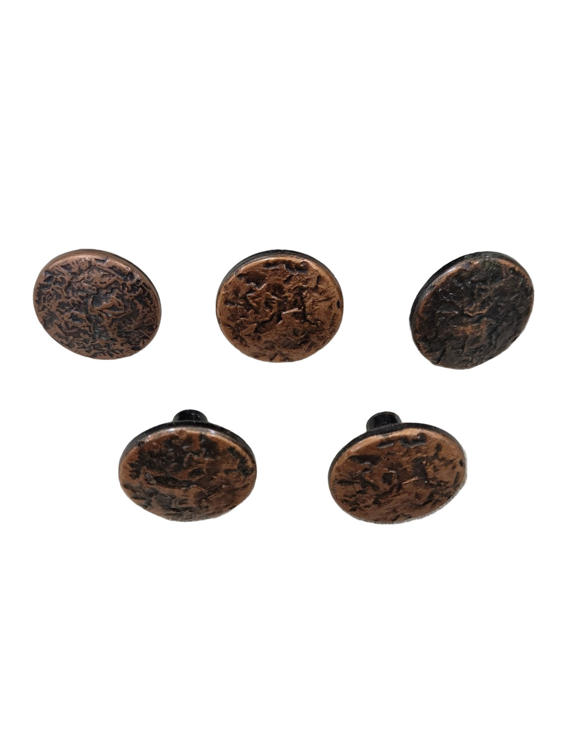 Set of 6 Textured Hammered Copper Cabinet Knobs – 1" W x ½" D