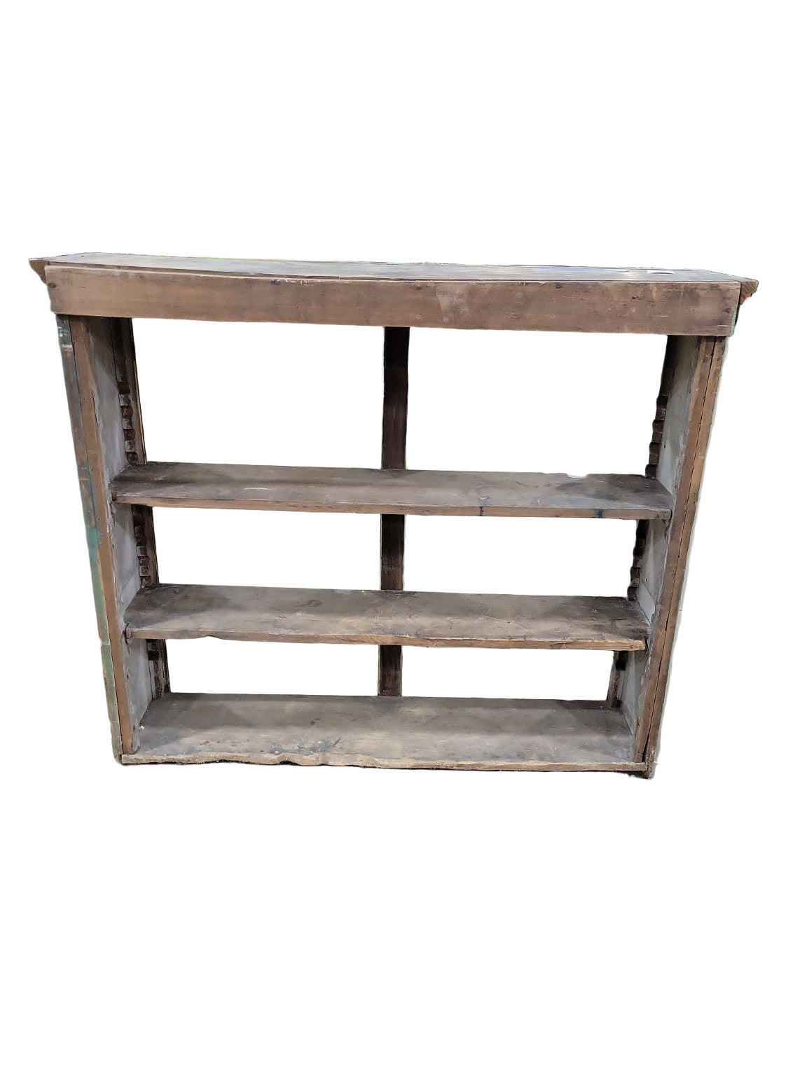 Antique Green Painted Glass-Front Display Cabinet – Adjustable Shelves – 50 ¼" W x 44" T x 12 ¾" D (As-Is for Rebuild)